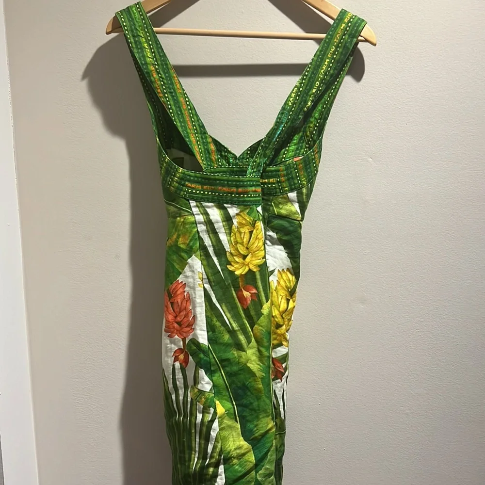 New Farm Rio Fresh Forest Scarf Sweetheart-Neck Minidress S - Picture 6 of 6